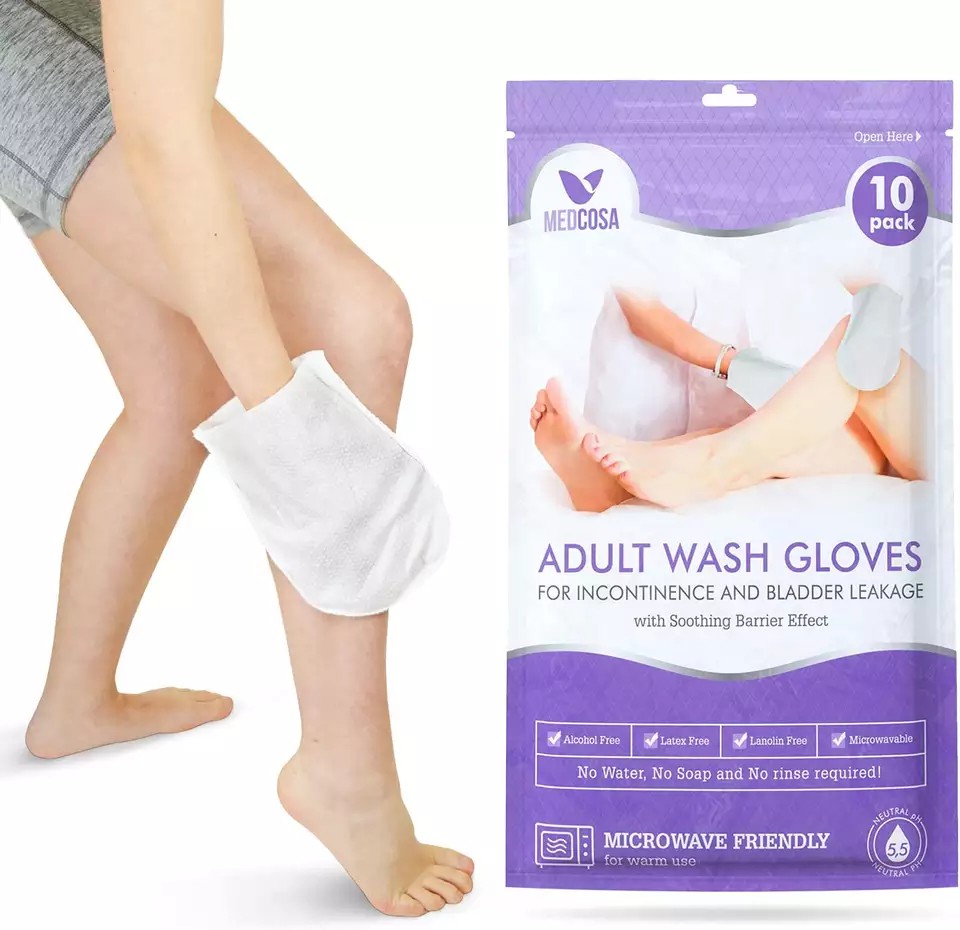 Disposable Hypoellagenic 90 Gsm Wet Wash Glove For Patient Body Wash