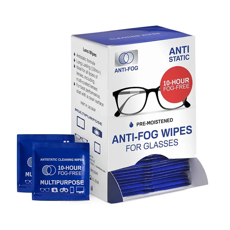 Anti Fog Lens and Screen Cleaning Wipes Eco-Friendly Wet Lens Wipes