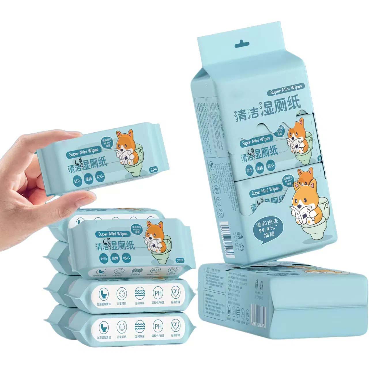 OEM Mini 99.9% Pure Water Cleaning Wet Wipes for Baby Sensitive Skin Flushable Wipes Wet Cleansing Cloths